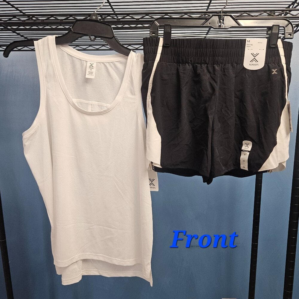 Xersion White Top & Black Shorts Exercise Set